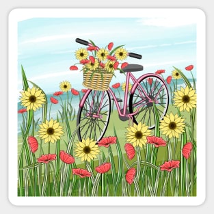 Floral Bicycle Art Sticker